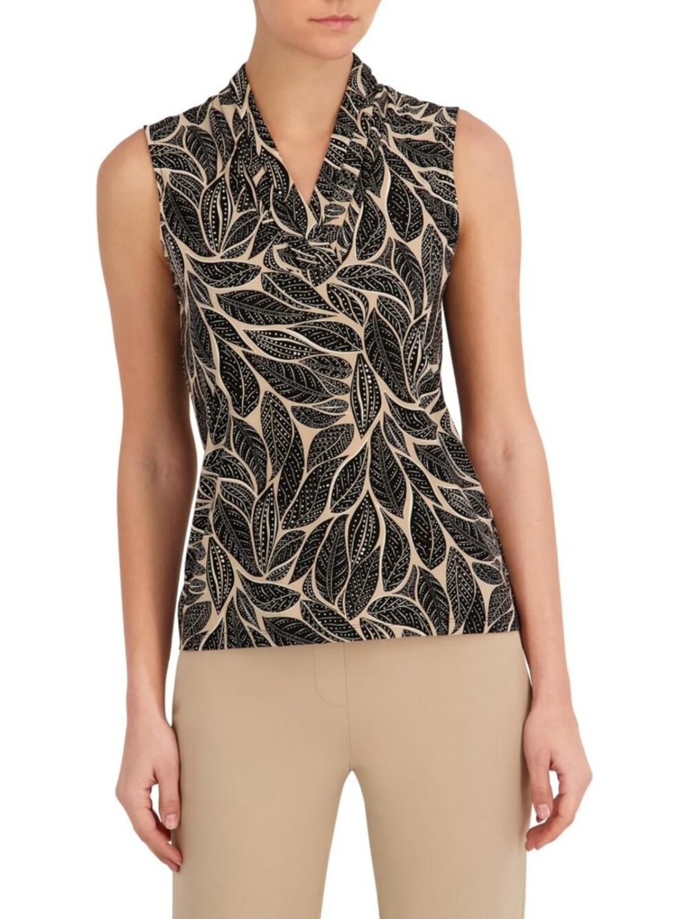 Chic Women's Sleeveless Pleated V-Neck Top - Stylish Casual Wear for Every